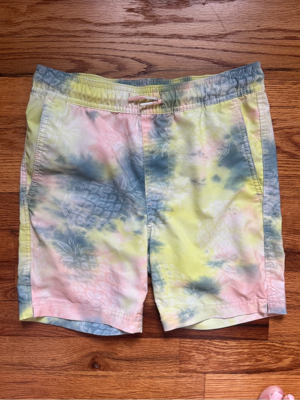 Kids Tie-Dye Pineapple Board Shorts - Pastel Yellow/Pink/Blue